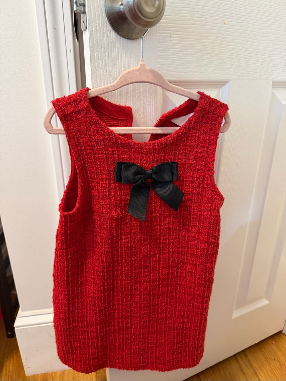 H&M Red Textured Bow-Accent Sleeveless Kids Dress